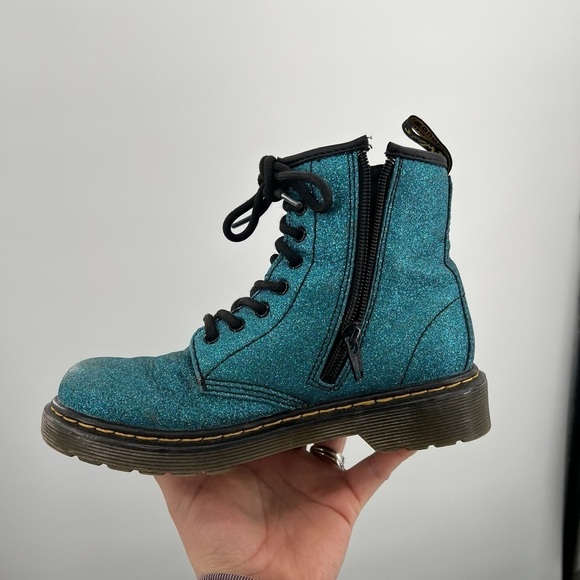 Dr Martens Pascal Turquoise Blue Glitter Boots US Size 2 - Picture 9 of 10